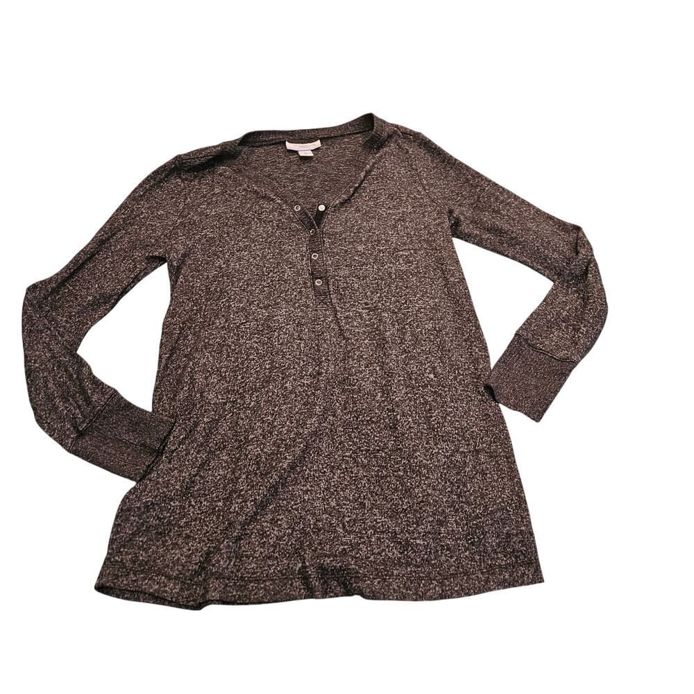 Motherhood Maternity Sleep Henley Tunic Top Gray Marled Small